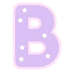 Pastel Letter B with Stars, Baby Theme Illustration
