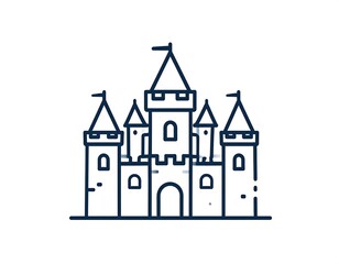 Simple line drawing of a fairytale castle