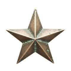 Vintage Rustic Metal Star Ornament Isolated on Black Background for Holiday or Western Decor