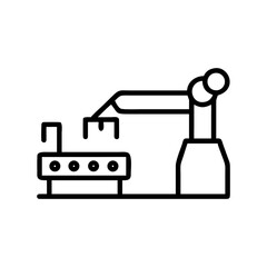 Automated Factory Icon Illustration Representing Industry and Robotics