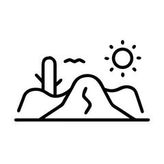 Desert Icon for Nature, Landscape, Travel, and Arid Environment