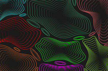 Fototapeta premium Topographic map pattern. Colorful topography lines map. Abstract topographic contours background. Simillarcartography illustration. Abstract wavy lines background. Contour lines background.