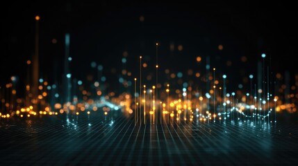 Abstract data visualization with glowing points and lines