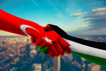 Shaking hands Turkey and Jordan