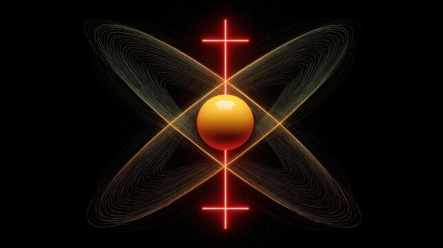 Unique sphere with a cross in the middle symbolizing quantum-based correction alignment engine icon concept in design