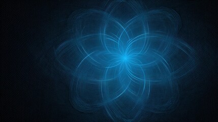Obraz premium Striking blue flower set against a black background showcasing quantum calculated fiber confluence heat grid concept