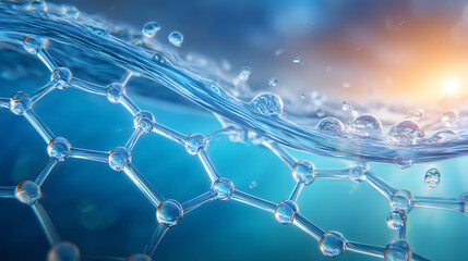 A close-up image showcasing water molecules and bubbles, illustrating the beauty of chemistry and nature's intricate structures.