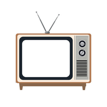 vintage tv set, vector illustration,old TV with antennas , retro television illustration  on white background
