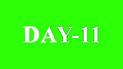 White Text DAY 11 on a Green Screen Background day 11 eleven