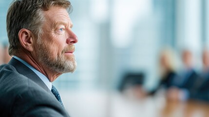Confident senior businessman in office meeting