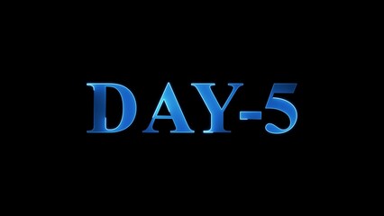 Blue Metallic 3D Text DAY-5 on Black Background day 5 word