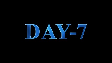 Blue Metallic 3D Text DAY-7 on Black Background day 7 word