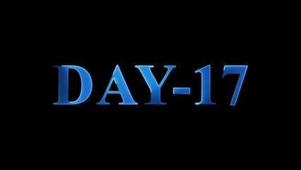 Blue Metallic 3D Text DAY 17 on Black Background day 17 number