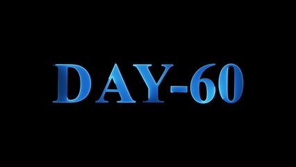Blue Metallic 3D Text DAY-60 on Black Background day 60 number