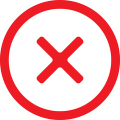 Obraz premium Red circle with an X inside, indicating cancellation or error.