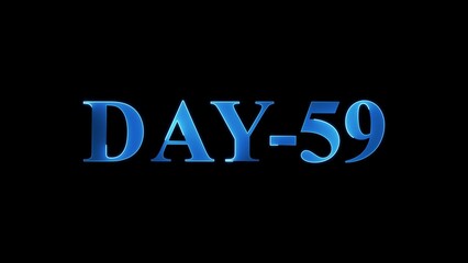 Blue Metallic 3D Text DAY-59 Against Black Background day 59 number