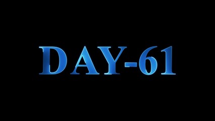 Blue Metallic 3D Text DAY-61 on Black Background day 61 number