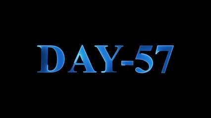 Blue Metallic 3D Text DAY-57 Against Black Background day 57 number