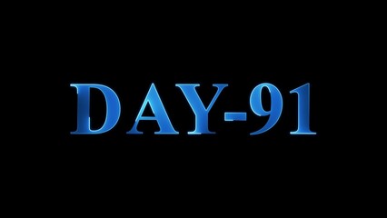 Blue Metallic 3D Text DAY 91 on Black Background day 91 3d text