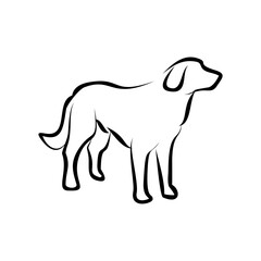 Elegant Black and White Dog Outline Illustration Perfect for Pet-Related Designs and Branding Projects