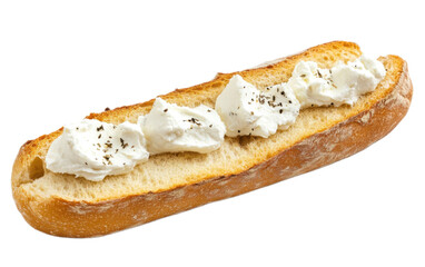 Bread baguette slice with cream on white background,png