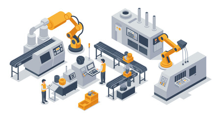 Isometric robotics and automation in a modern industrial manufacturing facility