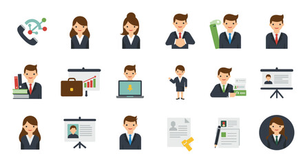 Business avatar icons collection for corporate and communication concepts in flat style