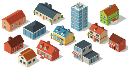 Isometric urban architecture: diverse building designs for dynamic cityscapes