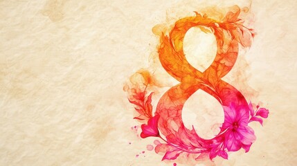 Colorful Artistic Design of Number Eight Surrounded by Floral Elements Creating a Vibrant and Eye-Catching Background for Special Occasions and Celebrations