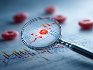 Biomarker visualization showing disease risk indicators and health analytics data, predictive medicine technology for personalized healthcare monitoring and medical screening concepts.