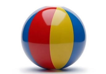 Fototapeta premium Vibrant Colorful Beach Ball Summer Fun Toy Isolated on White Background