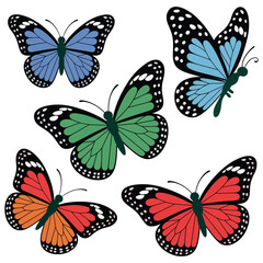 set of butterflies