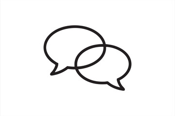 Flat line communication icon with overlapping speech bubbles