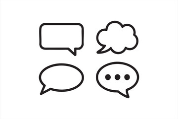 Speech bubble outline icons set with blank chat and thought symbols