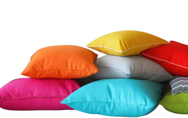 Bright and fresh colorful pillow on white background,png