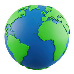 Obraz premium A 3d render of planet earth, showcasing continents and oceans, isolated on a transparent background