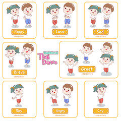 Cartoon traditional Thai dance vector.