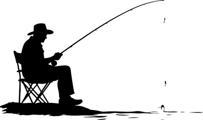 Obraz premium silhouette of angler with fishing rod