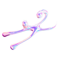 Liquid Holographic Figure Leaping Abstract Illustration 