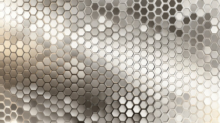 Seamless minimalist metallic surface with hexagonal pattern and smooth reflections