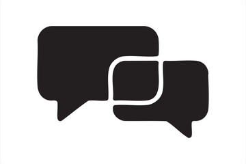 Naklejka premium Black overlapping chat bubble icon for messaging apps