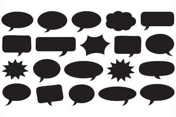 Black chat balloons and comic conversation symbols set