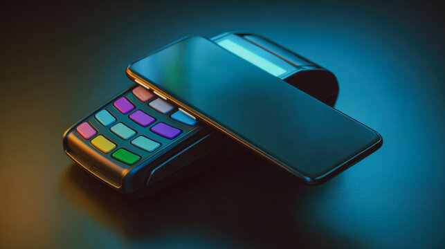 Secure digital payment method with smartphone and card reader in modern setting