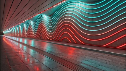 Abstract 3D visualization of glowing trading lines in vibrant neon colors, representing futuristic stock market data flow and digital financial energy pattern background 48