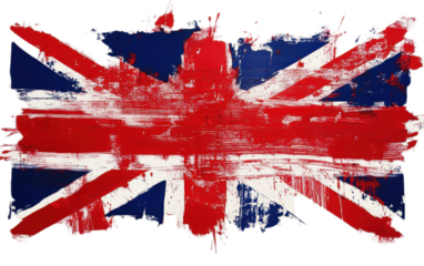 British flag paint scratches on white background,png