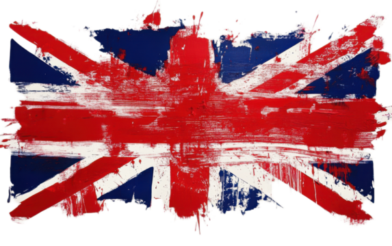 British flag paint scratches on white background,png