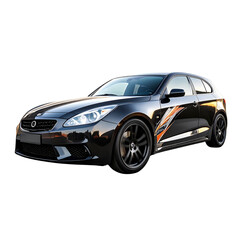 Naklejka premium Side Profile Sports Hatchback, Motion Blur, Racing Action, Isolated on a Transparent background PNG