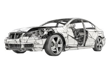 Fototapeta premium Broken modern car on white background,png