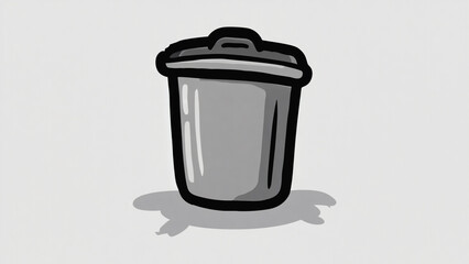Gray Trash Can with Lid on White Background Simple Icon
