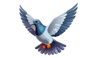 翼を広げて飛ぶ鳩のイラスト